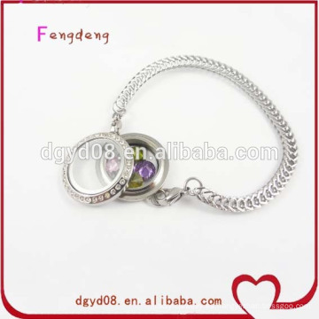 Pulsera de cristal flotante de acero inoxidable